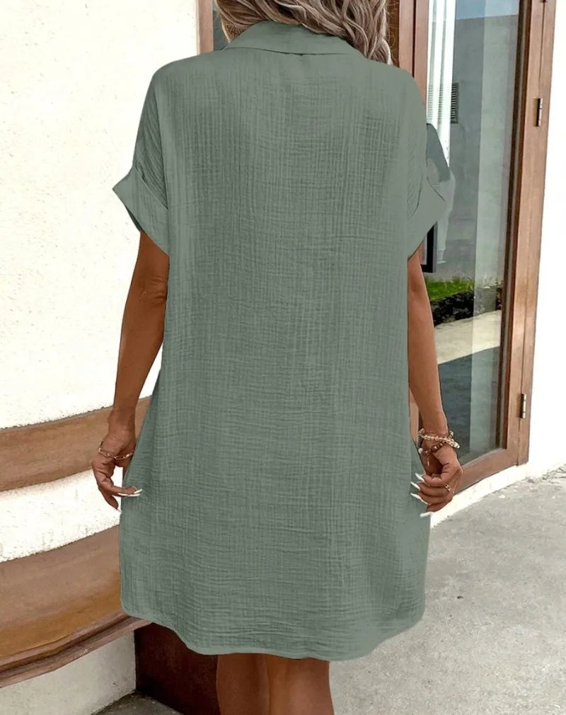 MARIA LINEN POCKET SHIRT DRESS